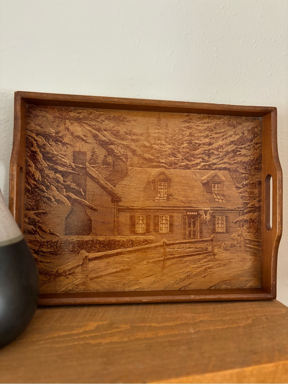 Wood tray vintage house embossed carved wooden tray design house vintage decor